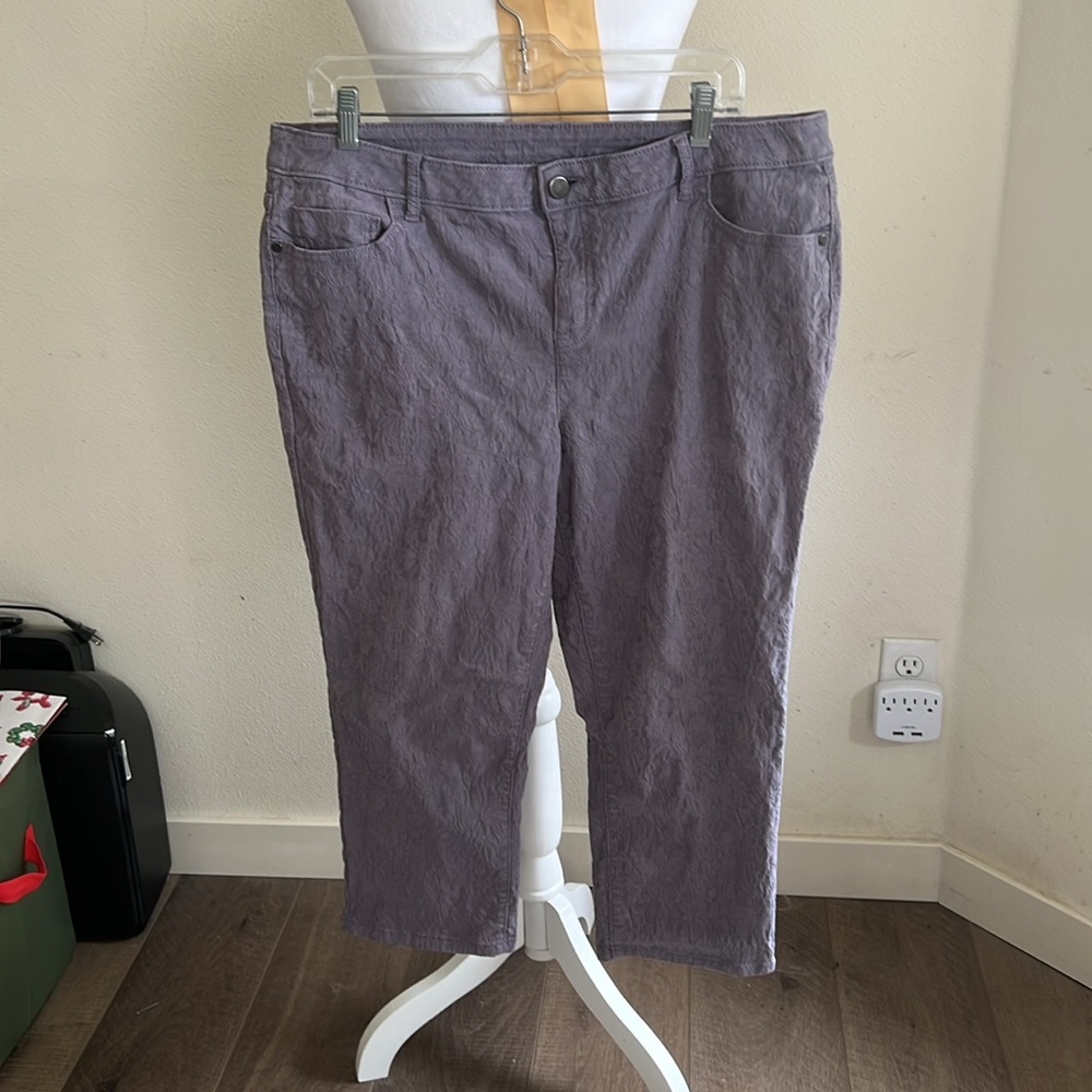 Women’s Simply Vera 16 cropped jeans 5 pocket cropped w jacquard print purple